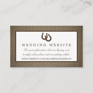 Country Rustic Horseshoe On Burlap Wedding Enclosure Card