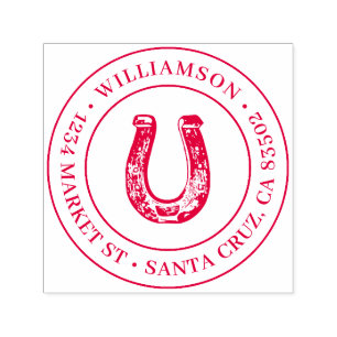 Country Rustic Horseshoe Round Return Address Self-inking Stamp