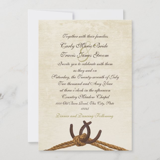 Country Rustic Horseshoes Wedding Invitation (Front)