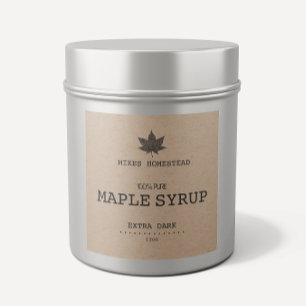 Country Rustic Kraft And Black Maple Syrup Label