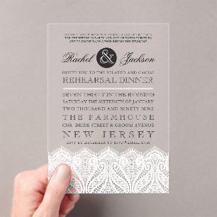 Country Rustic Lace Rehearsal Dinner Invitation