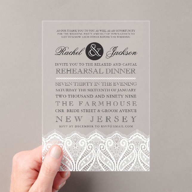 Country Rustic Lace Rehearsal Dinner Invitation (Insitu (Handheld))