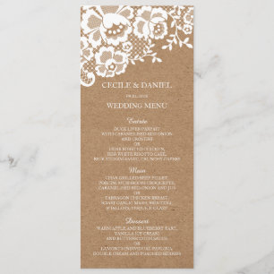 Country Rustic Lace Wedding Wedding Menu
