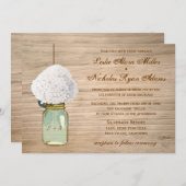 Country Rustic Mason Jar Hydrangea Wedding Invitation (Front/Back)