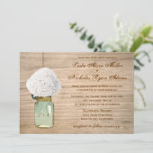 Country Rustic Mason Jar Hydrangea Wedding Invitation (Standing Front)