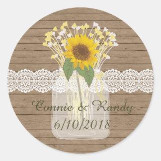 Country Rustic Mason Jar Sunflower Stickers