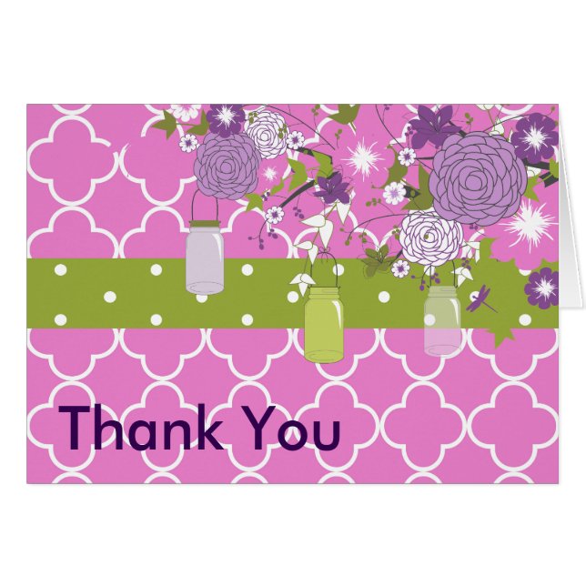 Country Rustic Mason Jar Thank You Card (Front Horizontal)