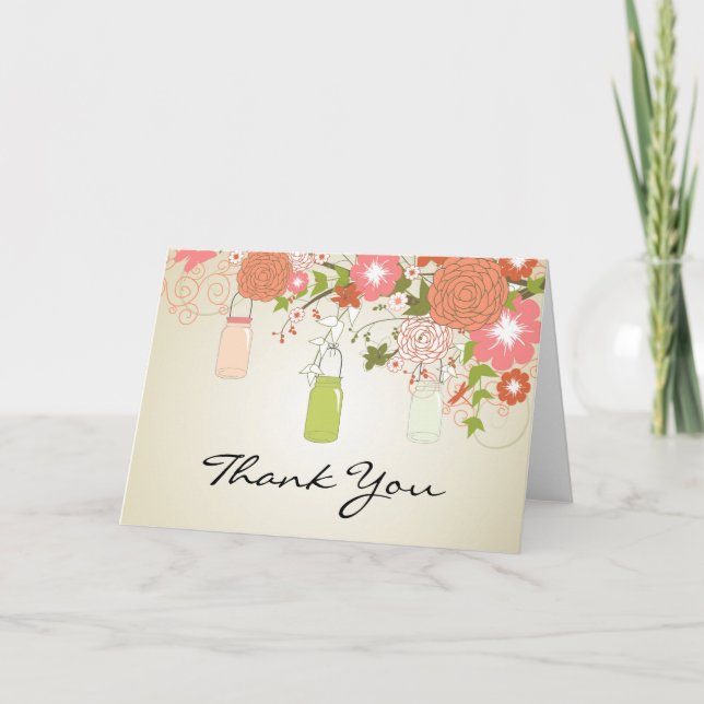 Country Rustic Mason Jar Thank You Card (Front)