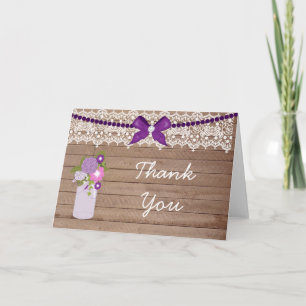 Country Rustic Mason Jar Thank You Card