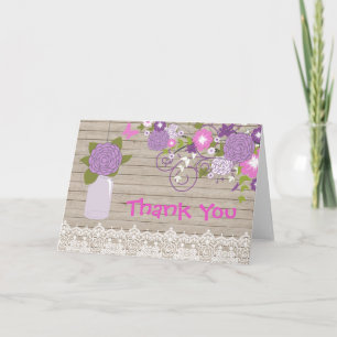 Country Rustic Mason Jar Thank You Card