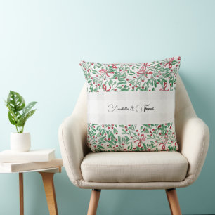 Country Rustic Mistletoe Watercolor Art  Cushion