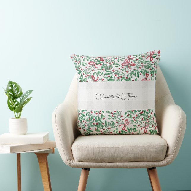 Country Rustic Mistletoe Watercolor Art  Cushion (Chair)