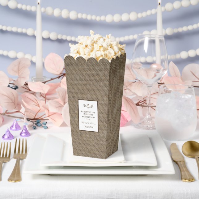 Country Rustic Monogram Branch & Burlap Wedding Favour Box (Wedding)