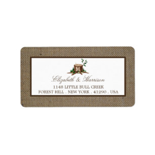 Country Rustic Monogram Tree & Burlap Wedding Label