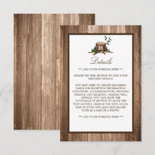 Country Rustic Monogram Tree & Wood Wedding Detail Enclosure Card