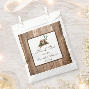 Country Rustic Monogram Tree & Wood Wedding Favour Bags