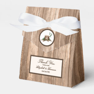 Country Rustic Monogram Tree & Wood Wedding Favour Box