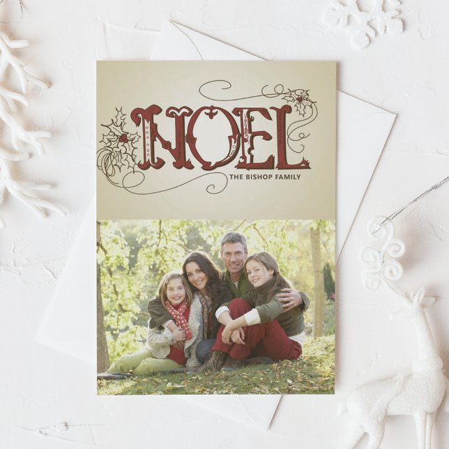 COUNTRY RUSTIC NOEL CHRISTMAS PHOTO FOLDED CARD (Creator Uploaded)
