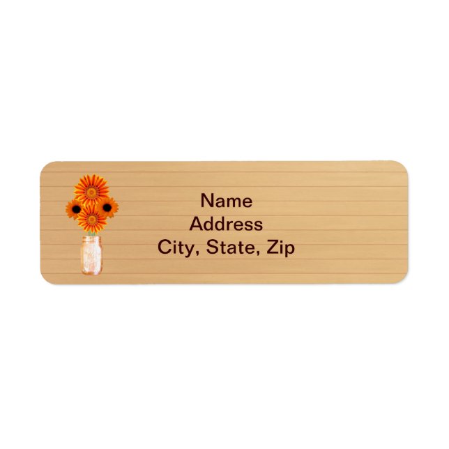 Country Rustic Orange Mason Jar Address Labels (Front)