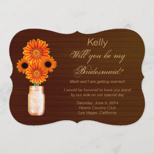 Country Rustic Orange Mason Jar Bridesmaid Card