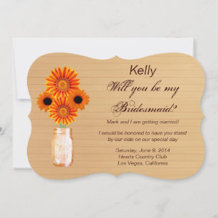 Country Rustic Orange Mason Jar Bridesmaid Card