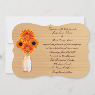 Country Rustic Orange Mason Jar Wedding Invitation