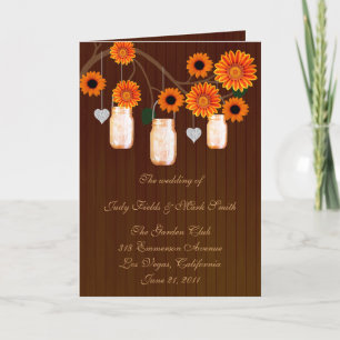 Country Rustic Orange Mason Jars Program Card