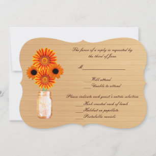 Country Rustic Orange Mason Jars Response Card