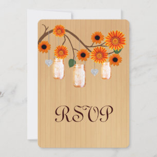Country Rustic Orange Mason Jars Response Card