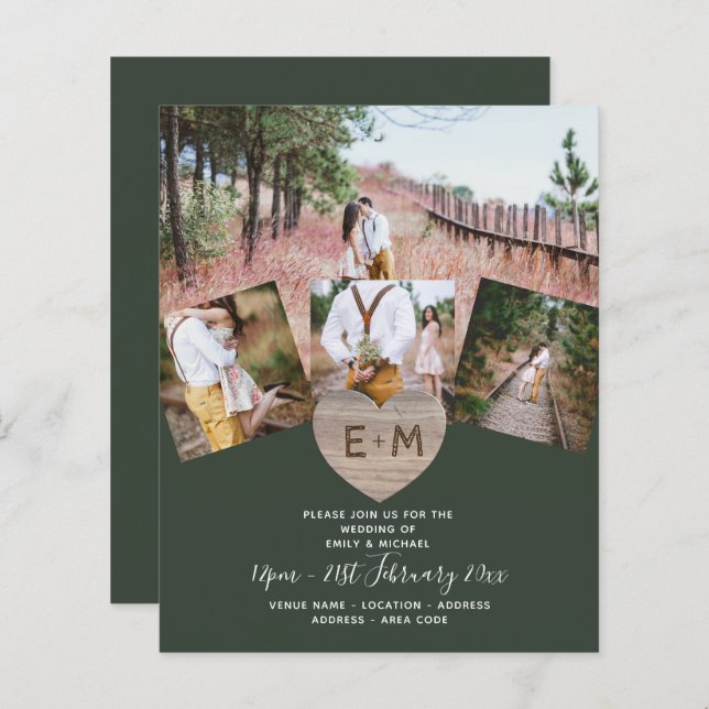 Country Rustic Photo Carved Heart Monogram Wedding (Front/Back)