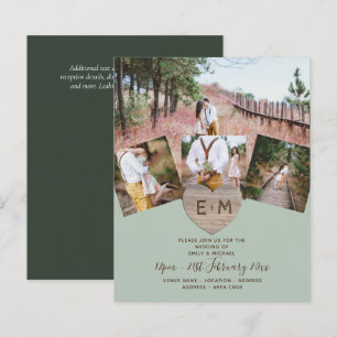 Country Rustic Photo Carved Heart Monogram Wedding