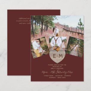 Country Rustic Photo Carved Heart Monogram Wedding