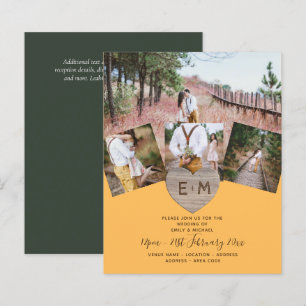 Country Rustic Photo Carved Heart Monogram Wedding