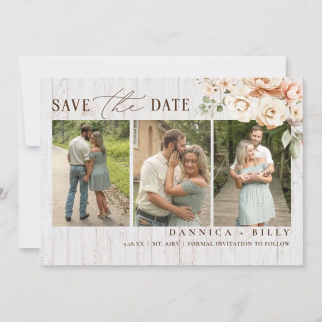 Country Rustic Photo Save The Date Wedding Cards (Front)
