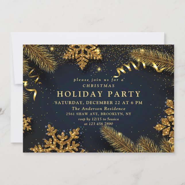 Country Rustic Pine Cones Branch Christmas Party Invitation (Front)