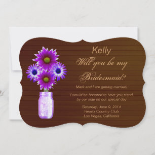 Country Rustic Purple Mason Jar Bridesmaid Card