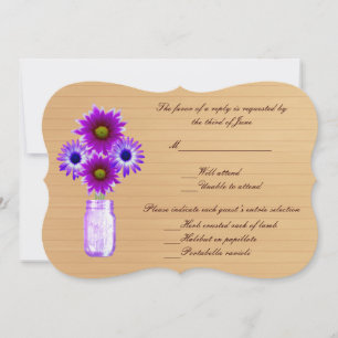 Country Rustic Purple Mason Jars Response Card