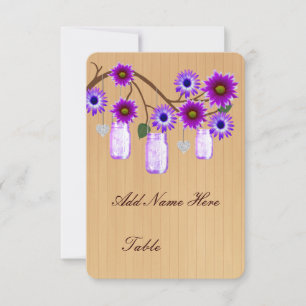 Country Rustic Purple Mason Jars Table Place Card