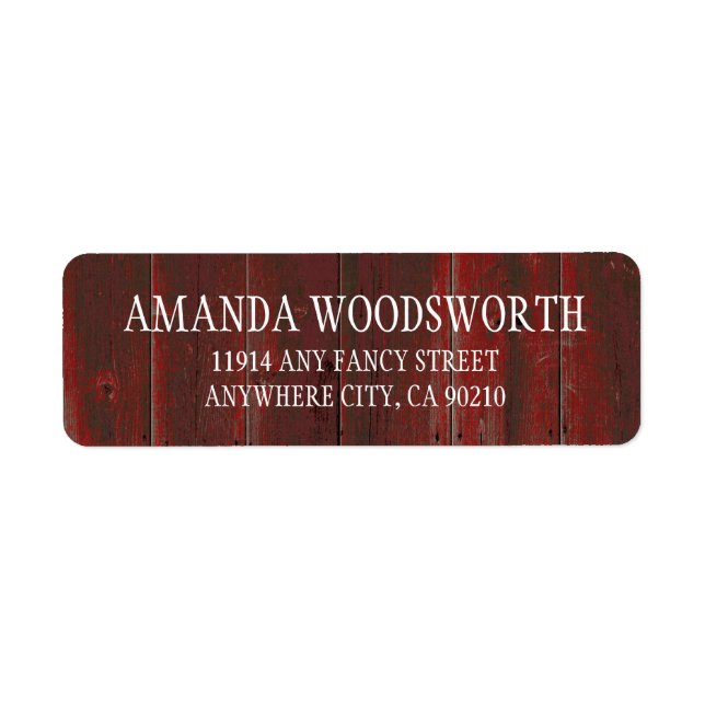 Country Rustic Red Barn Wood Wedding Labels (Front)