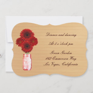 Country Rustic Red Mason Jar Reception Card