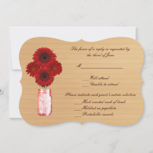 Country Rustic Red Mason Jars Response Card