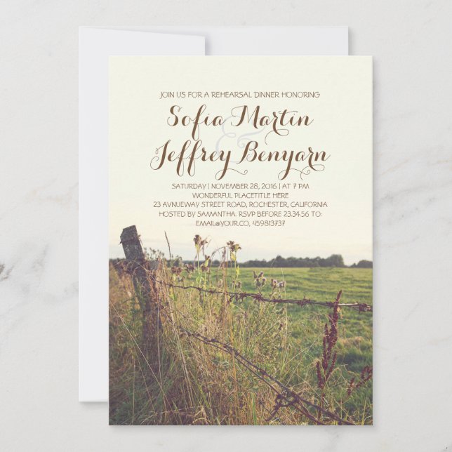 country rustic rehearsal dinner invitation (Front)