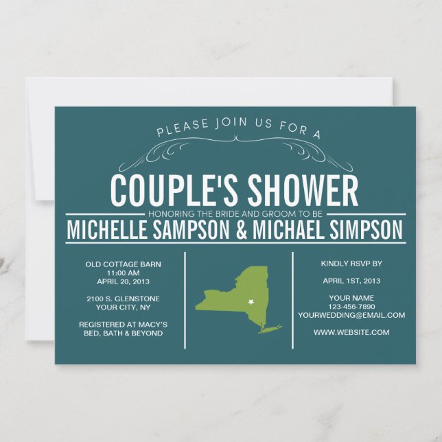 Country Rustic State Couple's Shower Invitation (Front)