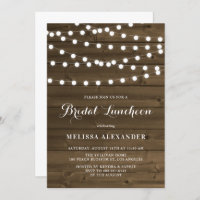 Country Rustic String Lights Wood Bridal Luncheon