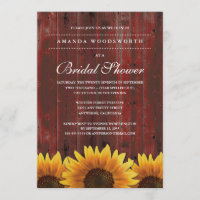 Country Rustic Sunflower Bridal Shower Invitations