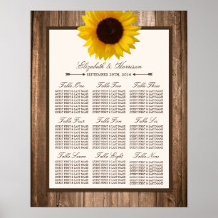 Country Rustic Sunflower & Brown Wood Wedding Poster