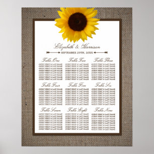 Country Rustic Sunflower & Burlap Wedding Poster