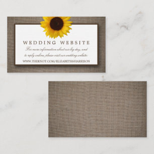 Country Rustic Sunflower & Burlap Wedding Website Enclosure Card