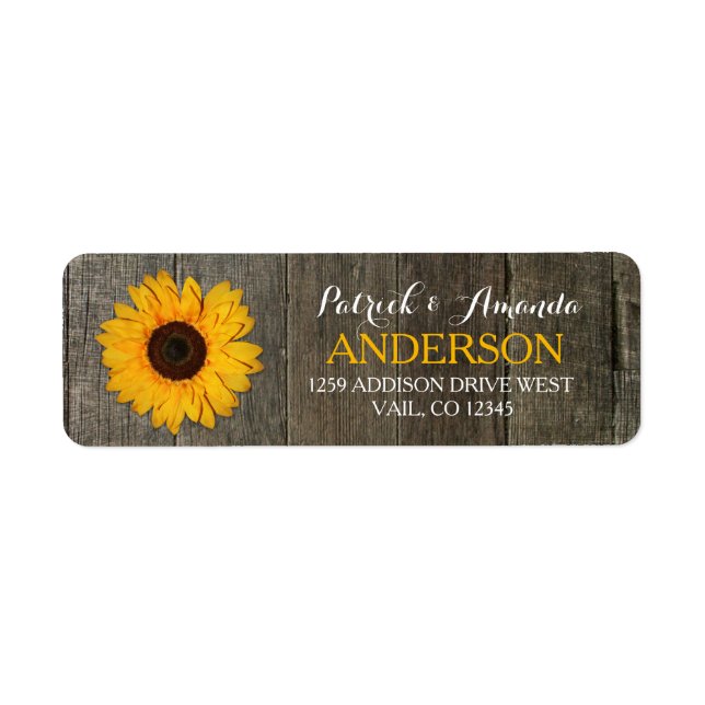 Country Rustic Sunflower Lace Burlap Wedding Label (Front)