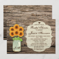 Country Rustic Sunflower Mason Jar Bridal Shower